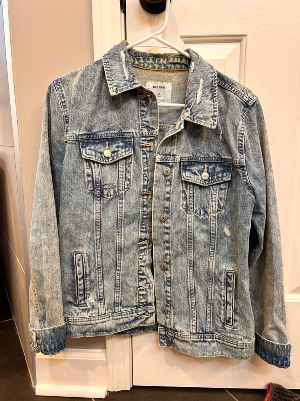 Old Navy Blue Light-Wash Denim Jacket with Faded Accents